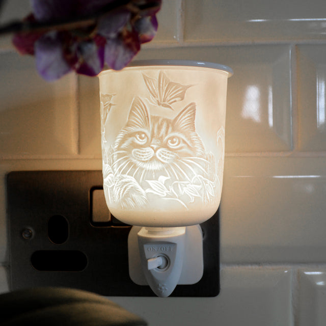 Cello Porcelain Plug In Electric Wax Warmer - Cat