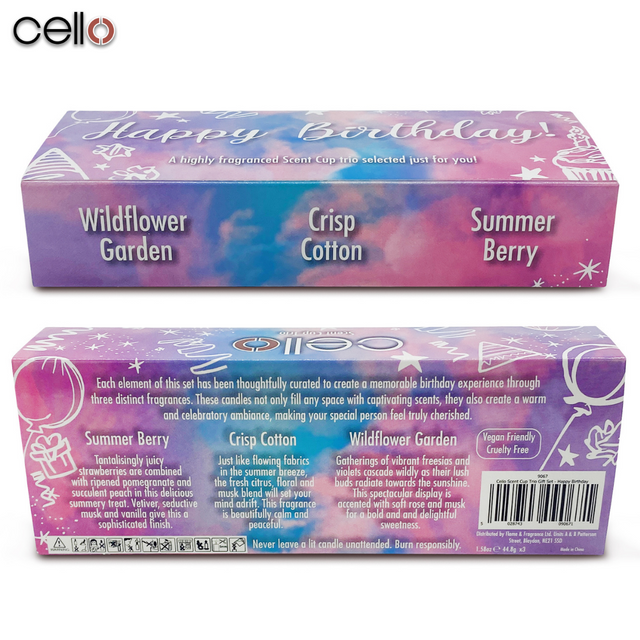 Cello Scent Cup Trio - Happy Birthday