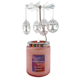 Cello Gemstone Candle with Convection Spinner - Wildflower Meadow with Rose Quartz