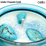 Cello Gemstone Candle with Convection Spinner - Finely Woven Silk with Turquenite