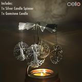 Cello Gemstone Candle with Convection Spinner -  Valencia Orange with Tiger's Eye