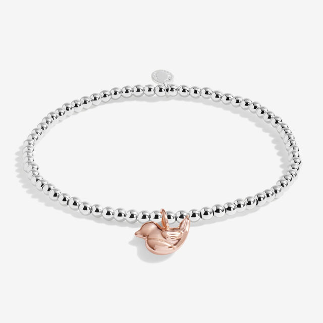 Joma Jewellery Silver & Rose Gold Bracelet - Christmas Robin - A Little