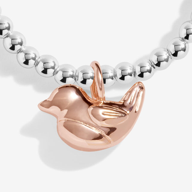 Joma Jewellery Silver & Rose Gold Bracelet - Christmas Robin - A Little