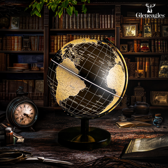 Gleneagles Travel Globe -  Black & Gold