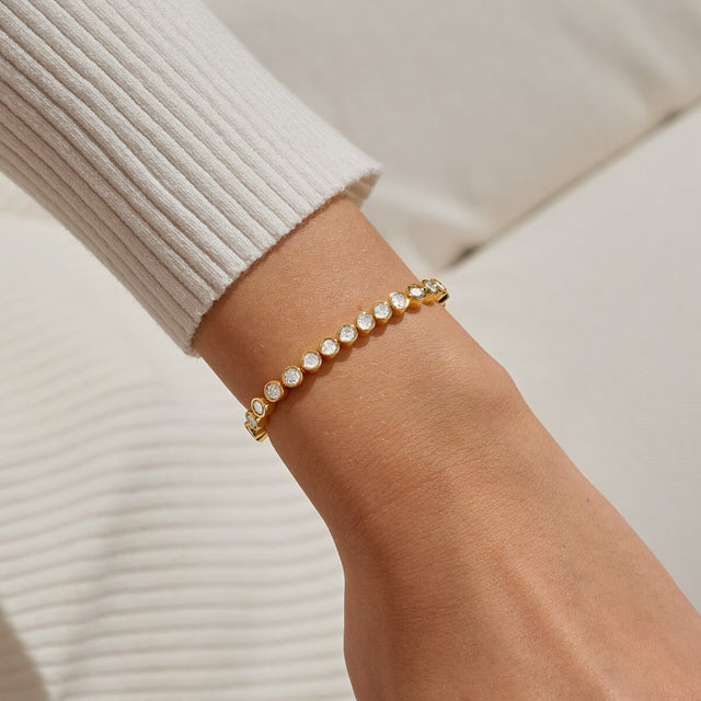 Joma Jewellery Bracelet Bar - Round CZ Tennis - Gold