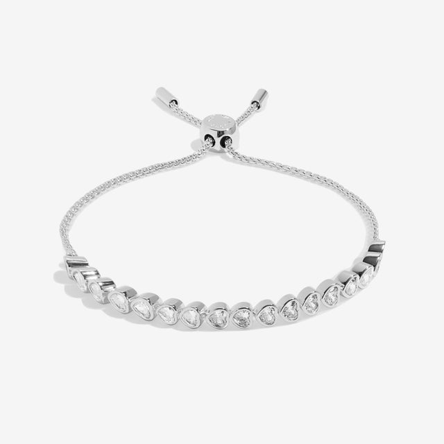 Joma Jewellery Bracelet Bar - Heart CZ Tennis - Silver