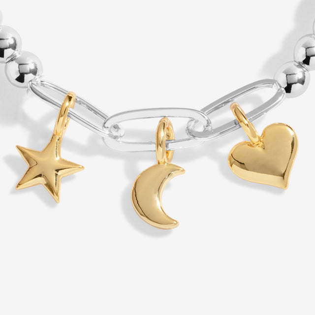 Joma Jewellery Bracelet Bar - Celestial Charms - Silver & Gold Plated