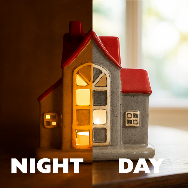 grey red house candle holder décor