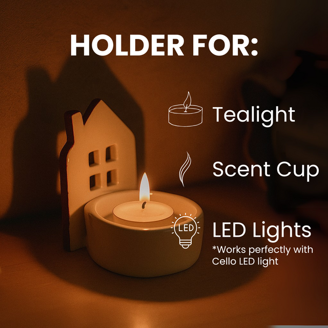 Cello Home Silhouette Candle Holder - Red