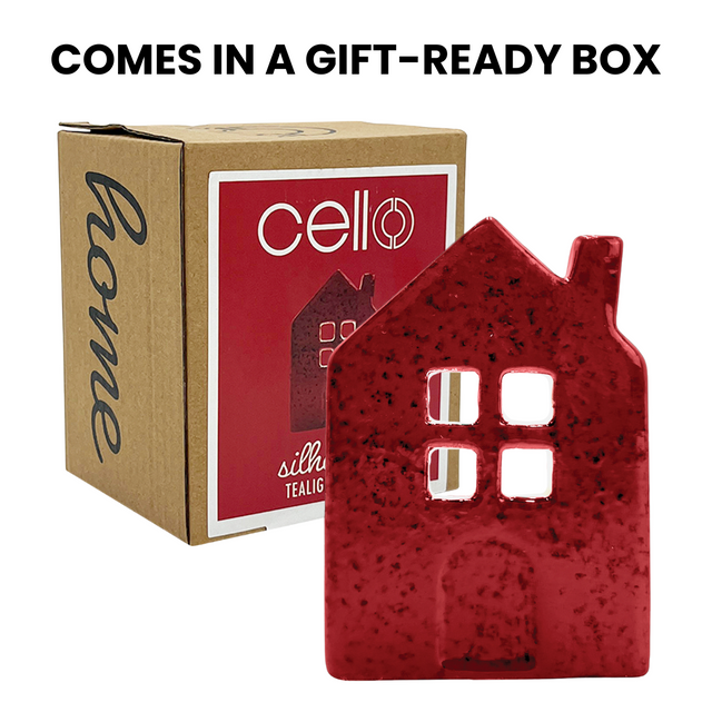 Cello Home Silhouette Candle Holder - Red
