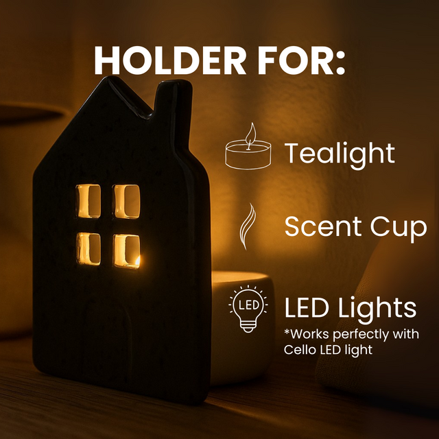 Cello Home Silhouette Candle Holder - Grey