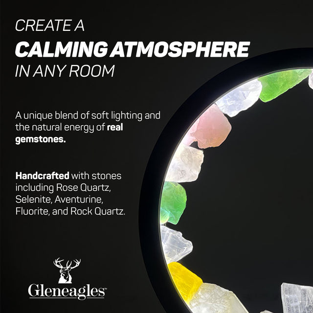 Overview of Gleneagles Circle Earth LED Lamps showing other crystal options, highlighting natural materials and modern design.