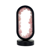 Front view of Gleneagles Oval Earth LED Lamp – Rose Quartz showing elegant oval glass design with soft pink crystal illumination.