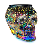 Cello Infinity Skull Electric Melt Burner illuminated, featuring striking skull design with infinity light effect and warm ambient glow.