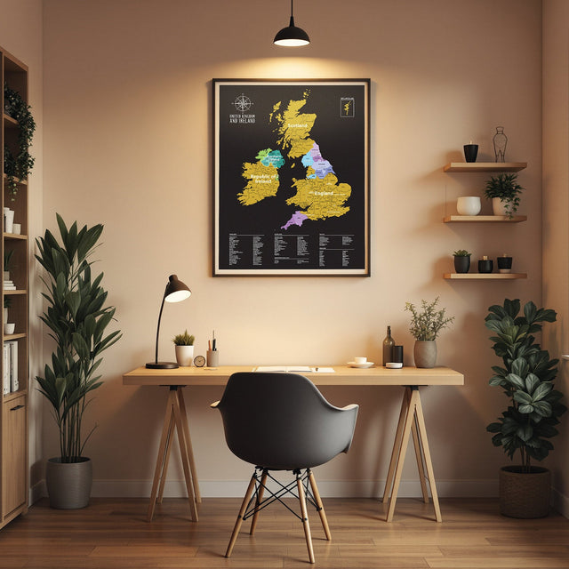 Gleneagles - Scratch Map Poster UK & Ireland Black