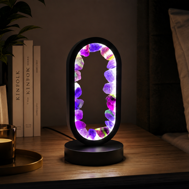 Gleneagles - Oval Earth LED Lamp - Purple Fluorite