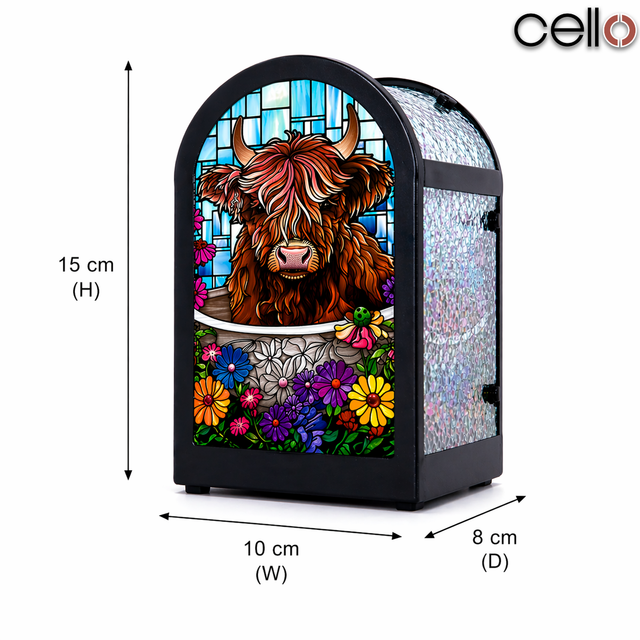 Cello - Arch Tealight Holder - Floral Highland Cow