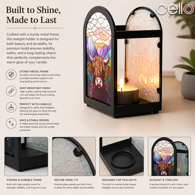 Cello - Arch Tealight Holder - Sunrise Highland Cow