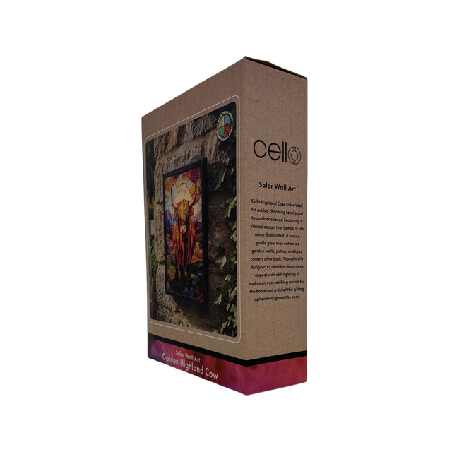 Cello - Solar Wall Art - Golden Highland Cow