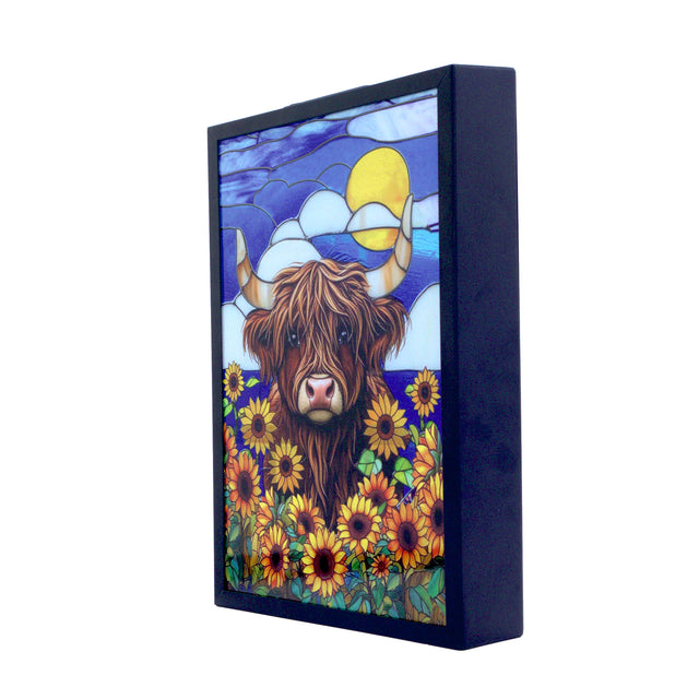 Cello - Solar Wall Art - Sunflower Highland Cow