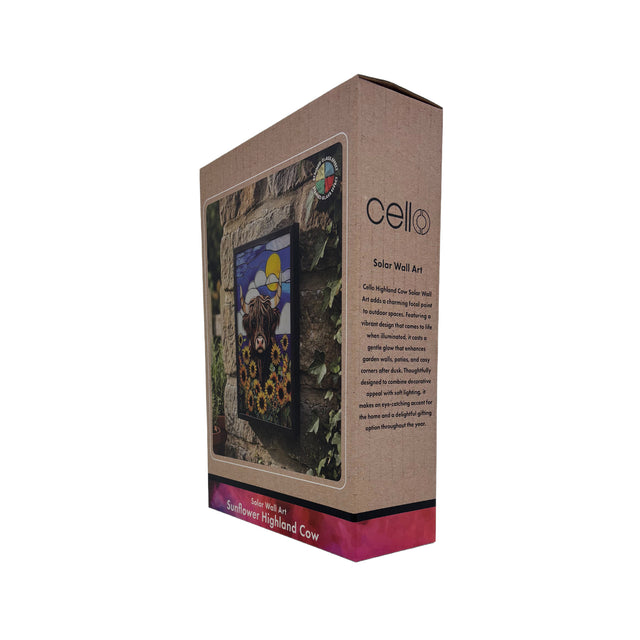 Cello - Solar Wall Art - Sunflower Highland Cow