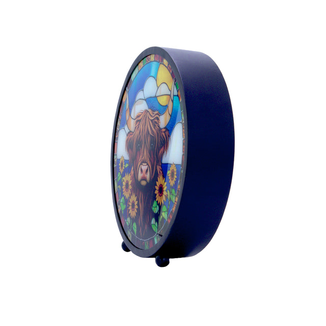 Cello - Round LED Lamp - Sunflower Highland Cow