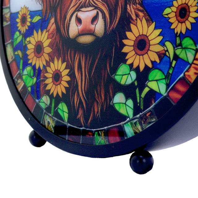 Cello - Round LED Lamp - Sunflower Highland Cow
