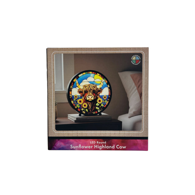 Cello - Round LED Lamp - Sunflower Highland Cow