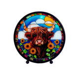 Cello - Round LED Lamp - Sunflower Highland Cow