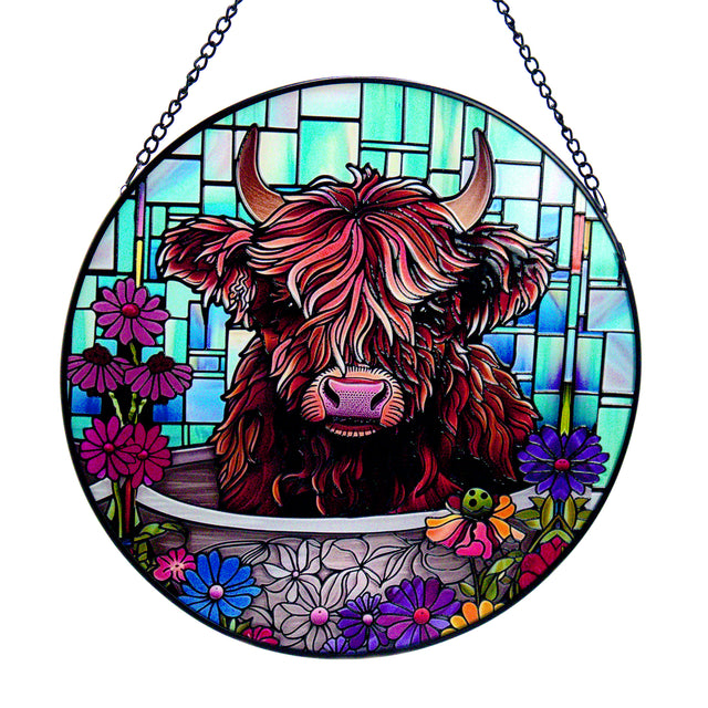 Cello - Suncatcher - Floral Highland Cow