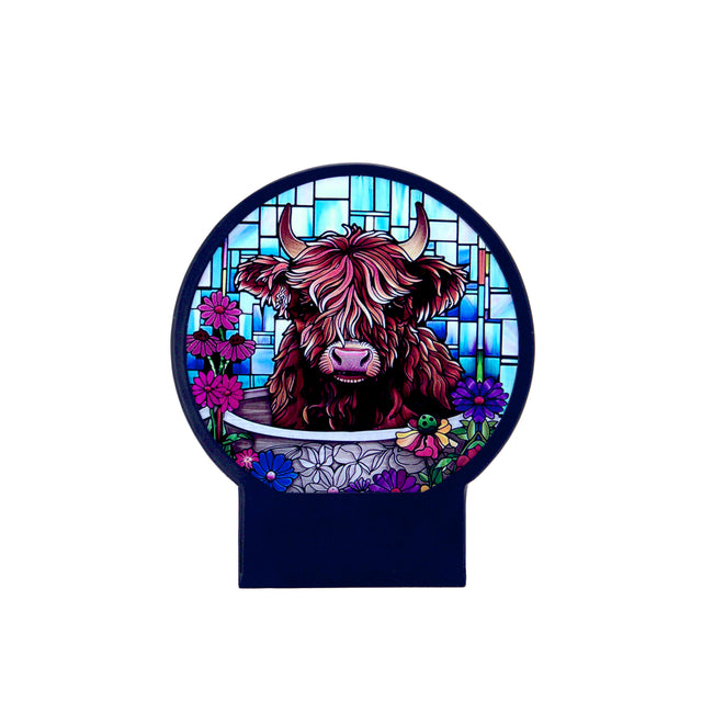 Cello - Circular Tealight Holder - Floral Highland Cow