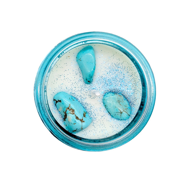 Cello - Gemstone Candle 400g with Convection Spinner - Finely Woven Silk with Turquenite