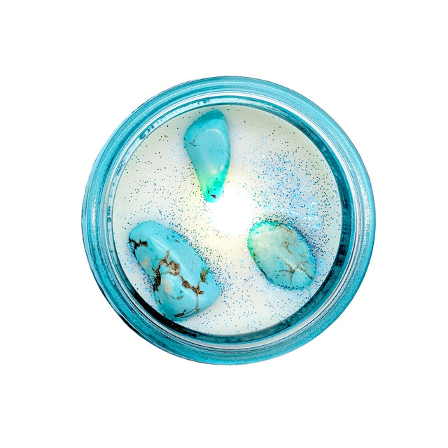 Cello - Gemstone Candle 400g with Convection Spinner - Finely Woven Silk with Turquenite