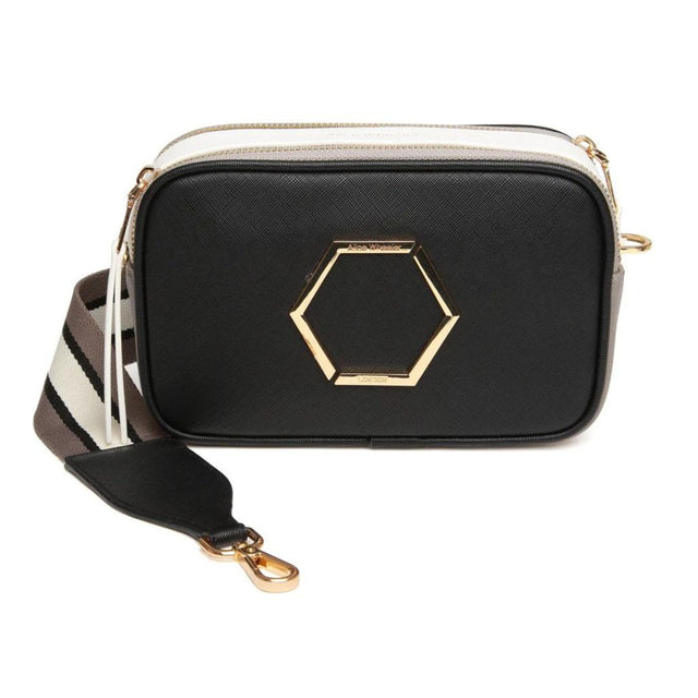 Alice Wheeler Pimlico Honeycomb Tricolour Cross Body Bag - Black