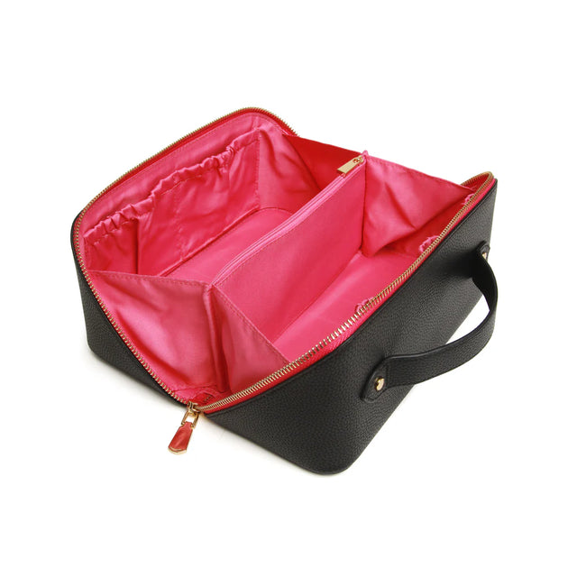 Alice Wheeler Train Case - Black & Pink