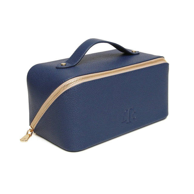 Alice Wheeler Train Case - Navy & Stone