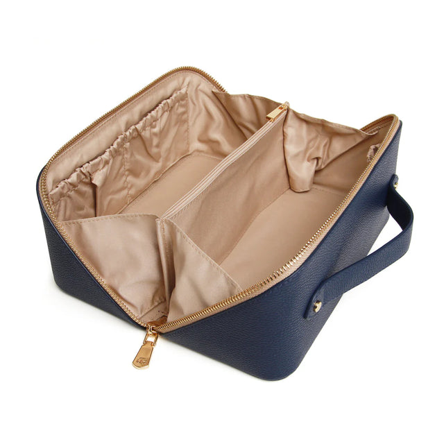 Alice Wheeler Train Case - Navy & Stone