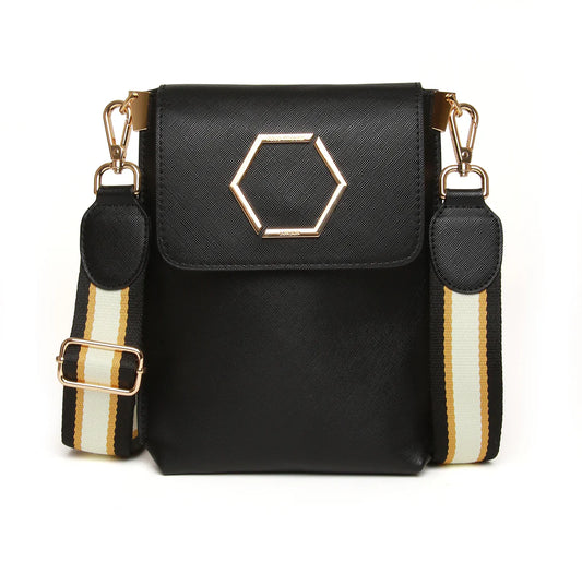 Alice Wheeler Brompton Honeycomb Cross Body Bag - Black