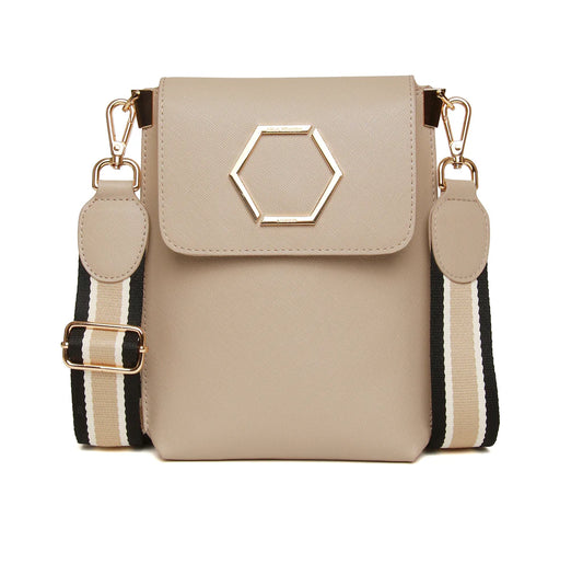 Alice Wheeler Brompton Honeycomb Cross Body Bag - Stone