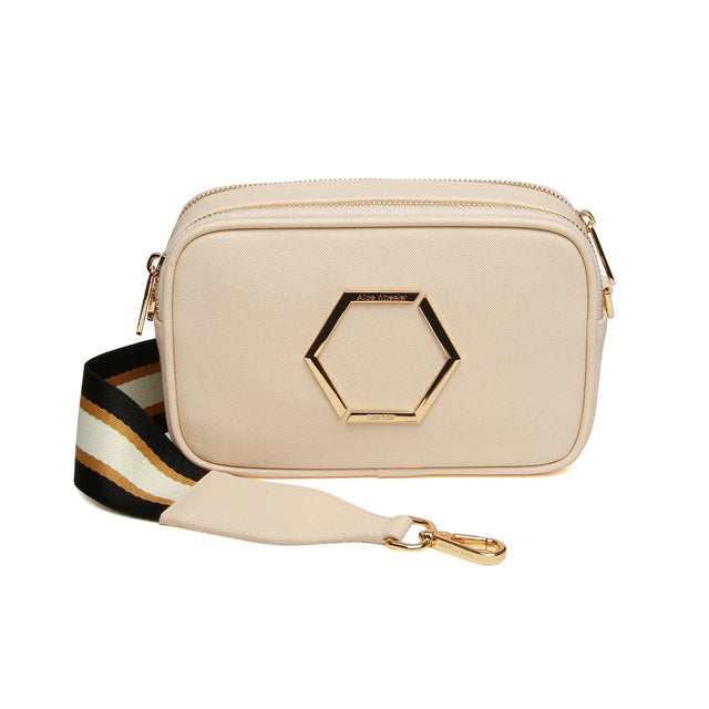 Alice Wheeler Pimlico Honeycomb Cross Body Bag - Cream