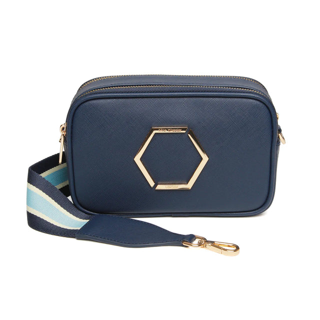 Alice Wheeler Pimlico Honeycomb Cross Body Bag - Navy