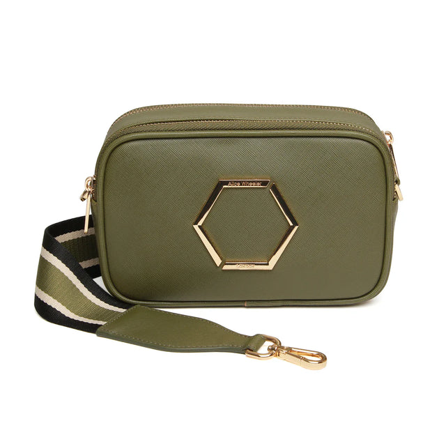 Alice Wheeler Pimlico Honeycomb Cross Body Bag - Olive