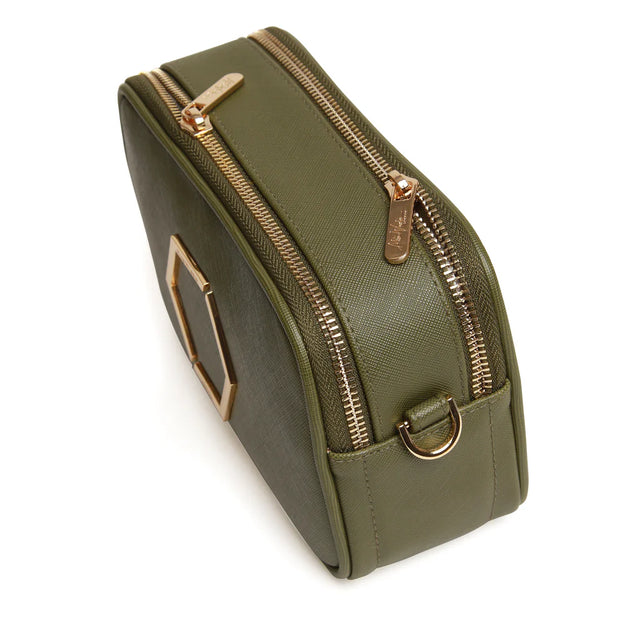 Alice Wheeler Pimlico Honeycomb Cross Body Bag - Olive