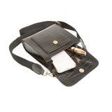 Alice Wheeler Bloomsbury Cross Body Bag - Croc Black