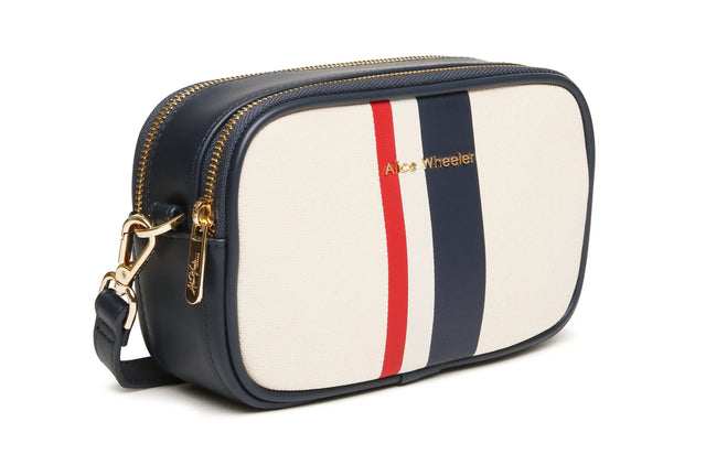 Alice Wheeler Navy Stripe Madrid Camera Crossbody Bag