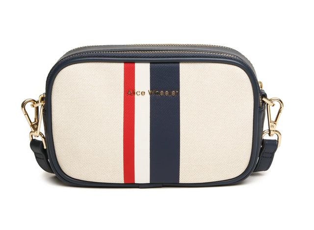 Alice Wheeler Navy Stripe Madrid Camera Crossbody Bag