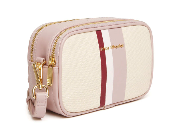Alice Wheeler Pink Stripe Madrid Camera Crossbody Bag