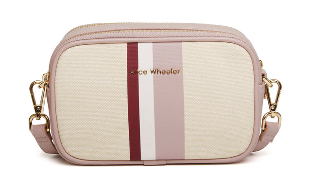 Alice Wheeler Pink Stripe Madrid Camera Crossbody Bag