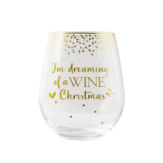 Splosh Christmas Stemless Glass - Im Dreaming of a Wine Christmas