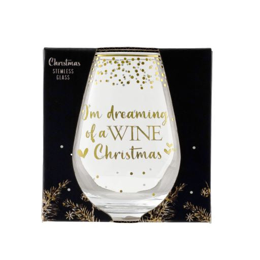 Splosh Christmas Stemless Glass - Im Dreaming of a Wine Christmas